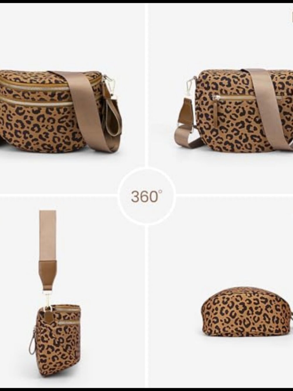 Leopard Print Crossbody Bag Nylon Waist Bag Fanny Pack Adjustable Strap - Picture 2 of 5